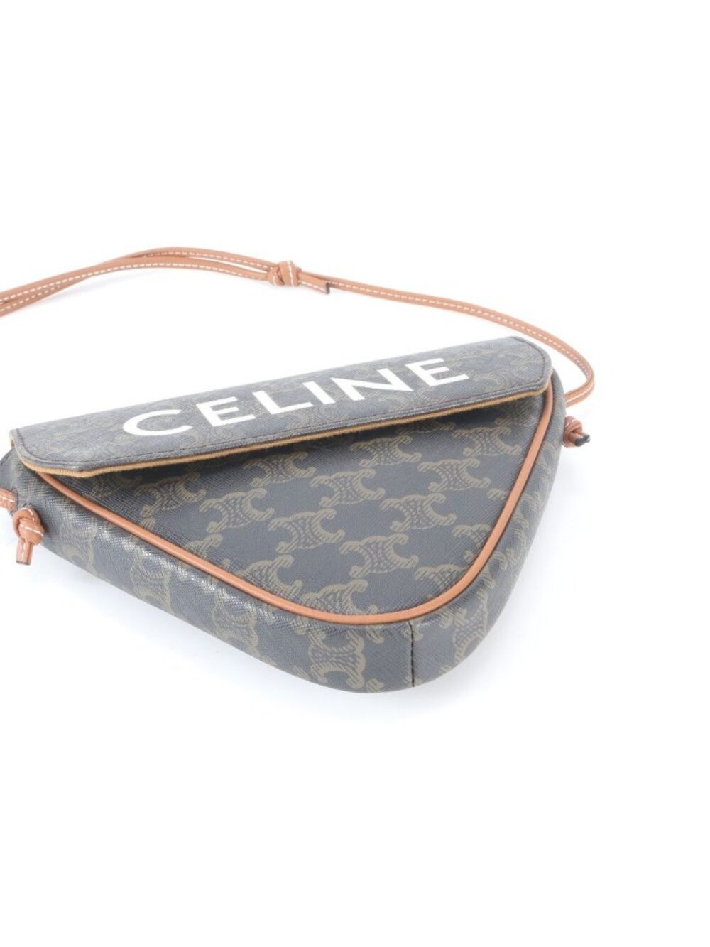 Celine Triomphe Canvas Triangle Leather Shoulder Bag Crossbody Tote - Picture 4 of 7